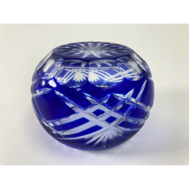 Vintage Bohemian Crystal Votive Candle Holder in Cobalt Blue For Sale - Image 11 of 13