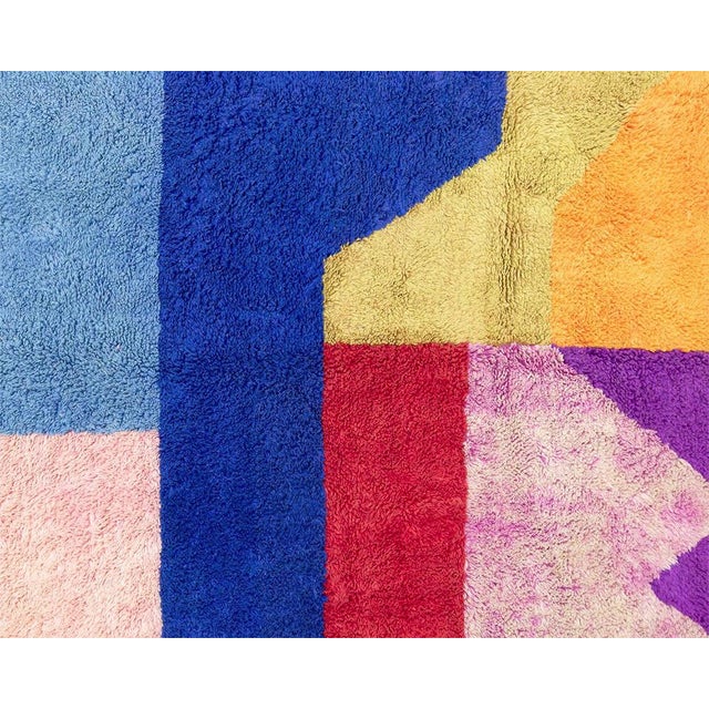 Abstract Bold Color-Block Hand-Knotted Wool Rug | 13'9" X 9'11" | One of a Kind For Sale - Image 3 of 7