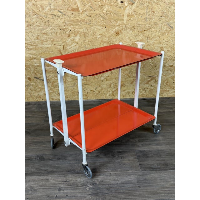 1960s/70s Serving Cart/Dinette Side Table, Orange, Space Age Design Item: Serving Cart Manufacturer: Unknown Condition:...