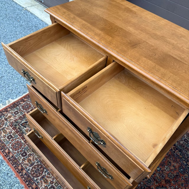 1960s Ethan Allen Heirloom Collection Rustic Traditional Solid Maple 7 Drawer Chest on Chest Highboy Dresser (10-5305 Nutmeg) For Sale - Image 12 of 17