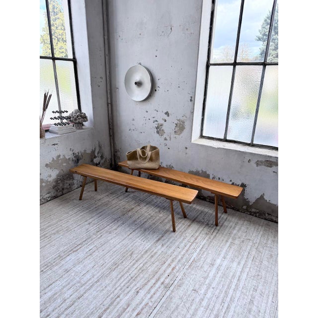 Mountain Furniture Benches in Pine and Oak in the style of Malmvall, 1950s, Set of 2 For Sale - Image 6 of 18
