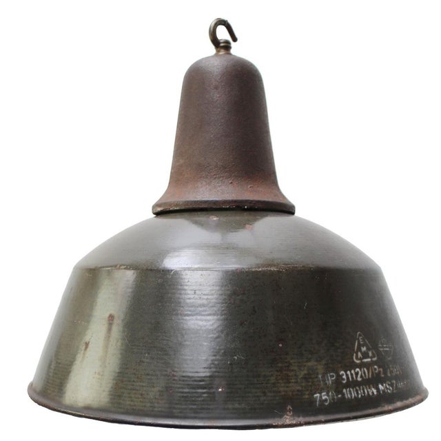 Vintage Industrial Brown Enamel Factory Pendant Lamp For Sale - Image 6 of 6