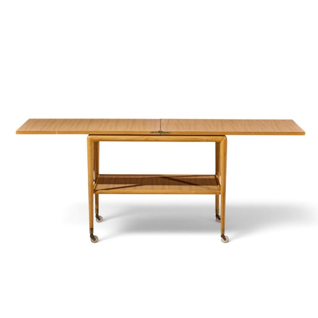 Robsjohn Gibbings for Widdicomb Mid Century Expandable Flip Top Bar Cart This flip top bar cart measures: 36 wide x 22...