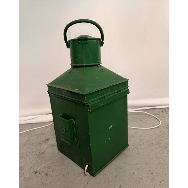 Industrial Large Nautical Ships Starboard Lantern, 1920s For Sale - Image 3 of 7
