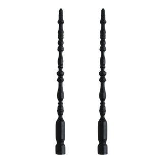 Spindle Leg Taper Beeswax Candles in Charcoal - a Pair For Sale