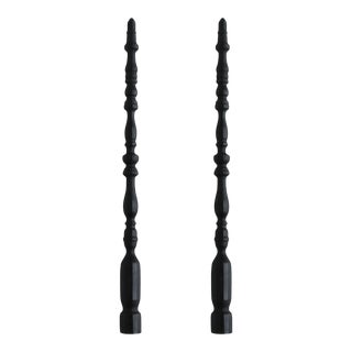 Spindle Leg Taper Beeswax Candles in Charcoal - a Pair