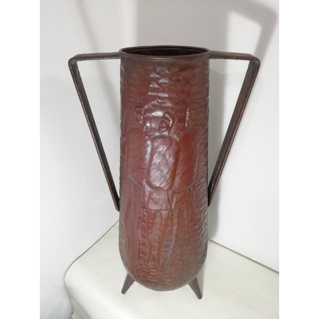 Mid-Century Modern Brutalist Copper Tripod Umbrella Stand by Angelo Bragalini, Italy, 1950s For Sale - Image 3 of 10
