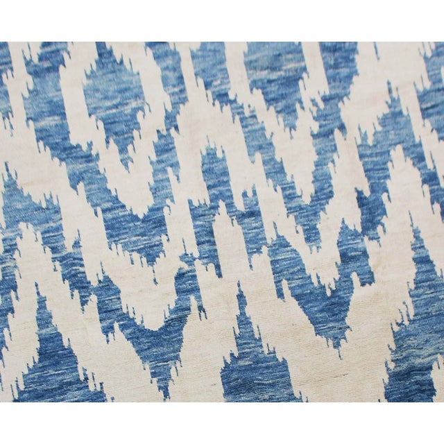 Modern Hand Knotted Ikat Rug - 7'9" X 9'11" For Sale - Image 3 of 4