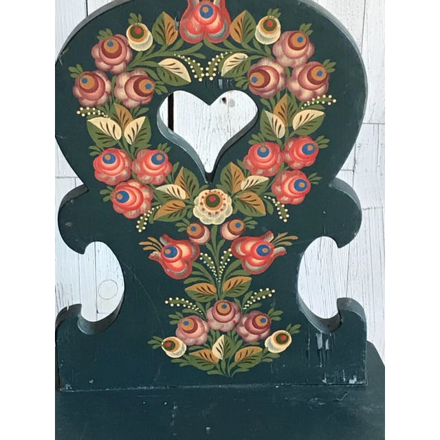 Black Vintage Hand-Painted Wooden Side Chairs, 1920s, Set of 3 For Sale - Image 8 of 11