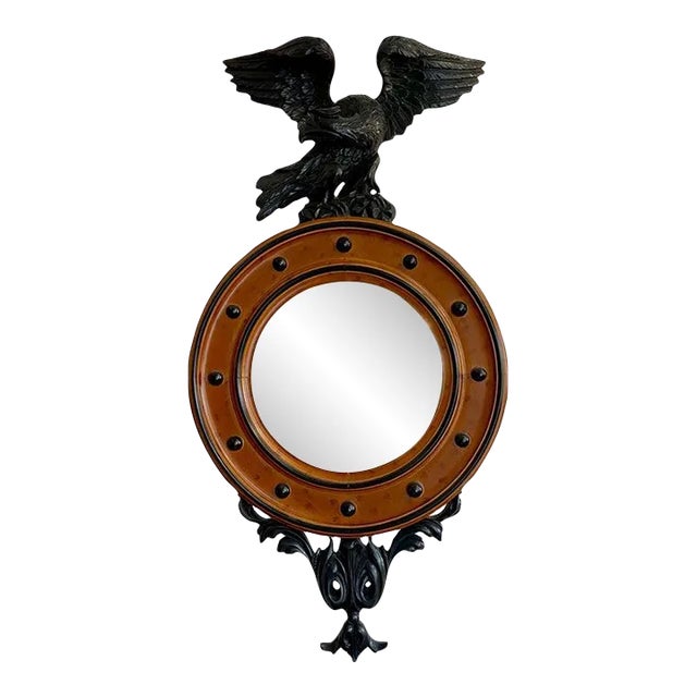 1940s Regency Style Bulls Eye Eagle Mirror For Sale