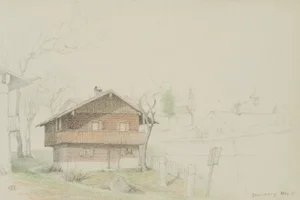H. Christiansen, Wooden House Near Starnberg, 1921, Pencil