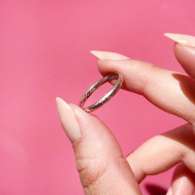 Art Deco Antique Platinum Wedding Band, Stacking Ring, Size 7.75 For Sale - Image 11 of 14