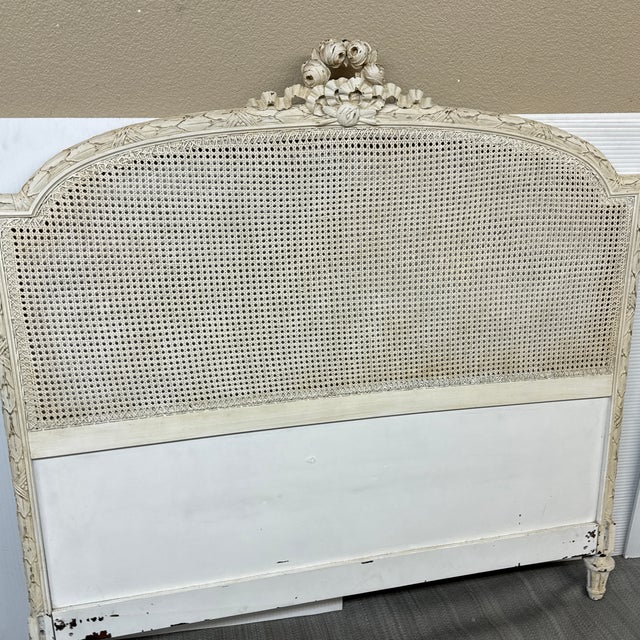Full Size French Provincial Carved Cane Headboard, Vintage For Sale - Image 12 of 12
