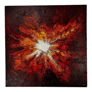 Midcentury Abstract Oil Painting Solar Flares For Sale