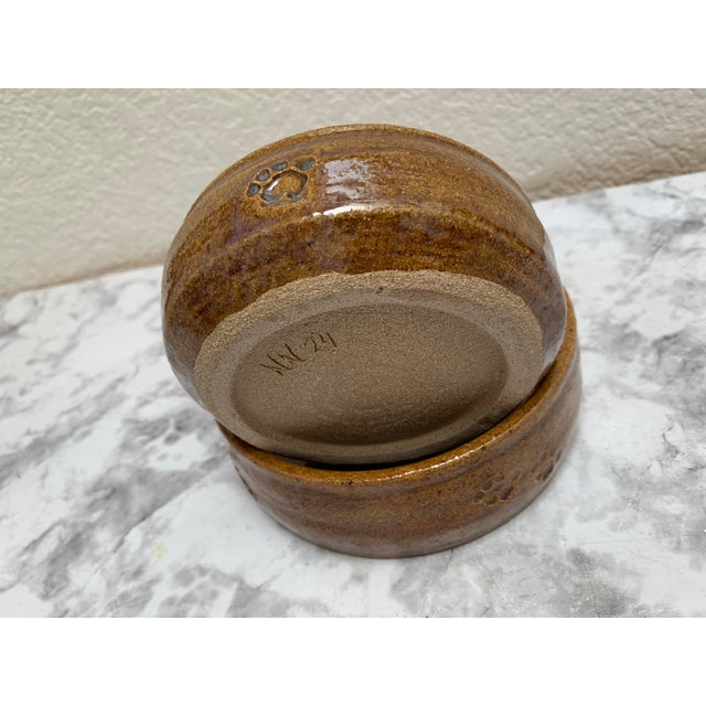 Vintage Handmade Rustic Pottery Pet Bowls, Set of Two For Sale In Sacramento - Image 6 of 10