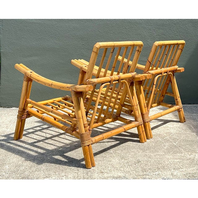 Vintage Pagoda Rattan Lounge Chairs After John Wisner For Sale - Image 9 of 12