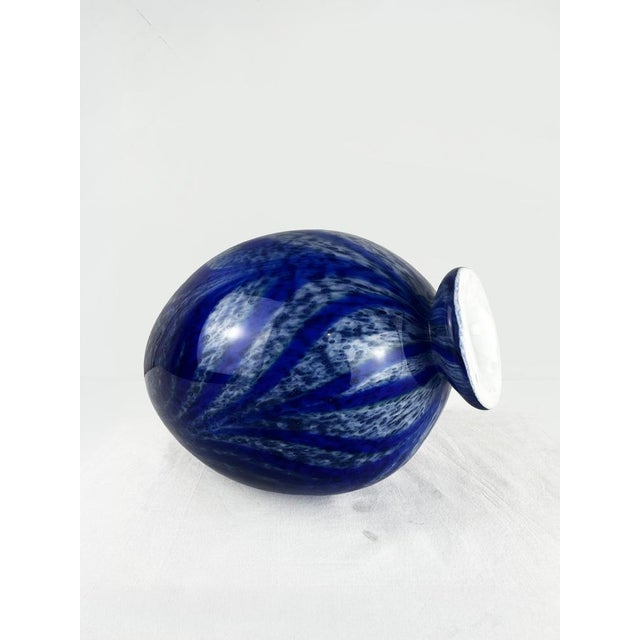 Vintage Cobalt Blue Murano Glass Bowl with Abstract Animal Pattern, 1980s For Sale - Image 3 of 14