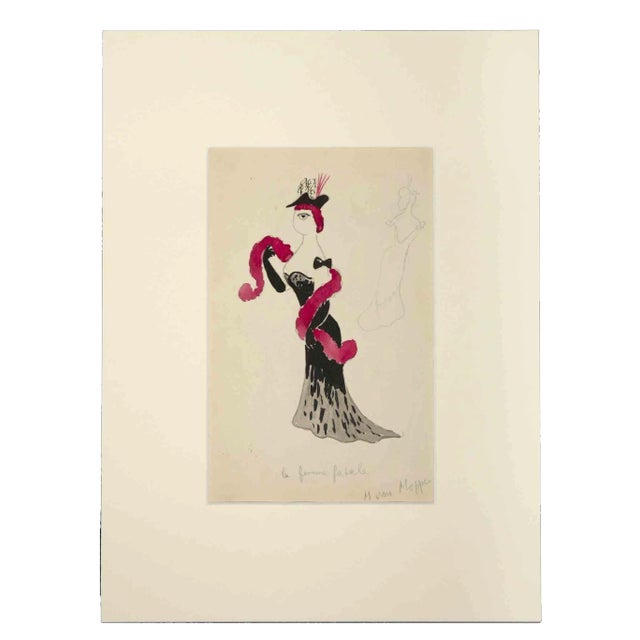 Maurice Van Moppes, Girl, Original Watercolor, Mid-20th Century For Sale