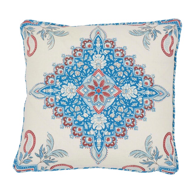 Schumacher X Mark D. Sikes Montecito Medallion 18" Pillow in Red For Sale