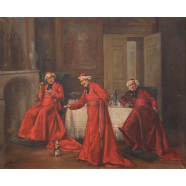 French 19th Century French Cardinal Oil on Canvas Painting in Giltwood Frame Signed For Sale - Image 3 of 10