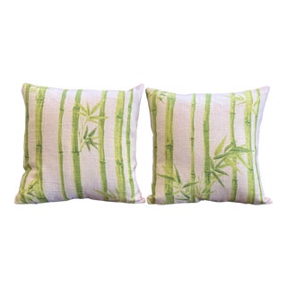 Transitional Linen "Bamboo" Pillows - a Pair For Sale