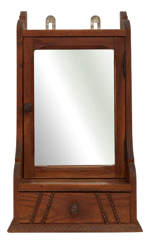 Art Deco Wooden Shaving Cabinet with Beveled Mirror, France, 1920s