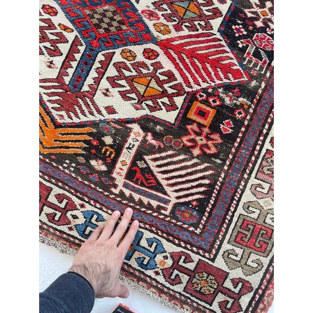 Early 20th Century Caucasian Akstafa Immortal Peacocks, Protective Animals Rug 4.6 x 9 For Sale - Image 9 of 12