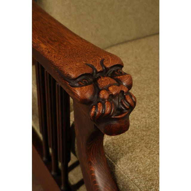 Brown Antique Victorian Oak Morris Reclining Chair For Sale - Image 8 of 18
