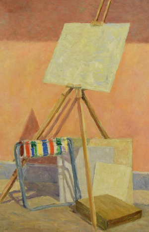 Paul Nicholls, The Easel, 1967, Mixed Color Oil Painting on Canvas, Framed