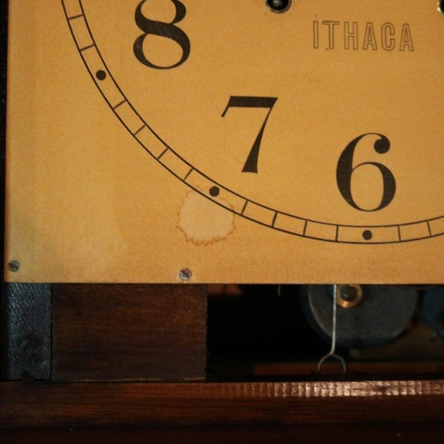 Antique Ithaca Clock Co. Tall Case Walnut Grandfather Clock C1920 For Sale - Image 14 of 15