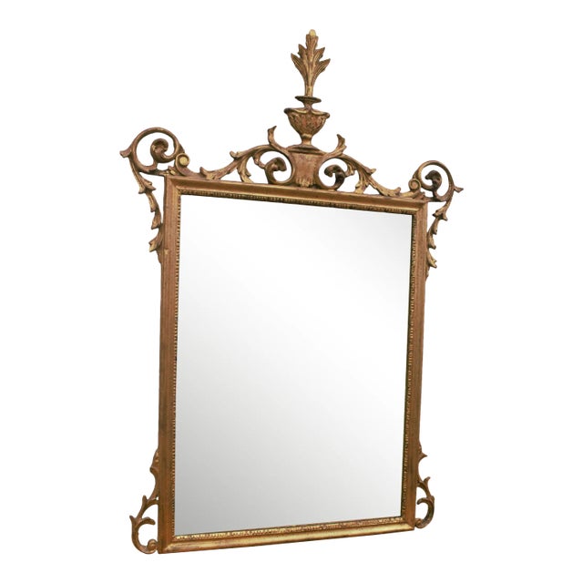 Vintage Italian Ornate Carved Gold Leaf Wall Mirror For Sale