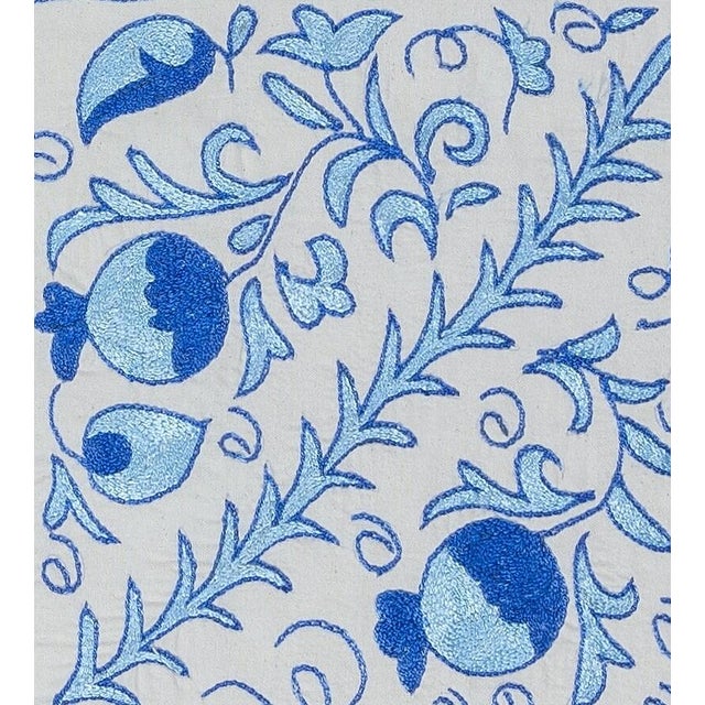 Decorative cushion cover made of hand embroidery silk on linen background, flowers and vine motifs, linen backing with...