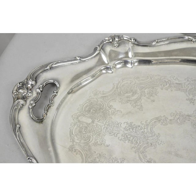 Antique Gorham Silver Plated Victorian Oval Butlers Serving Platter Bar Tray For Sale - Image 10 of 12