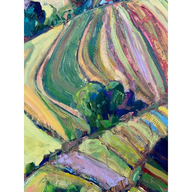 California Landscape Abstract Expressionist 4’sq. Mountains, Cows by James Hartman For Sale In San Francisco - Image 6 of 6