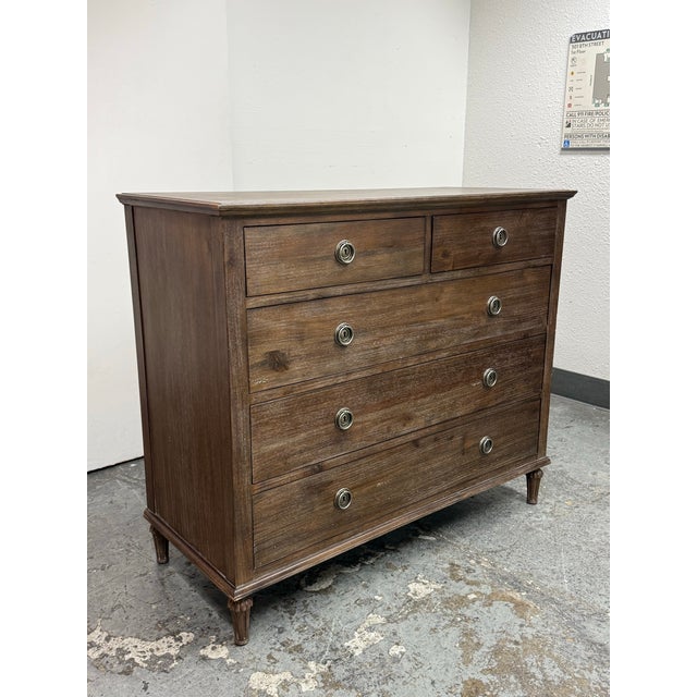 French Restoration Hardware Maison Dresser, Antiqued Coffee For Sale - Image 3 of 12
