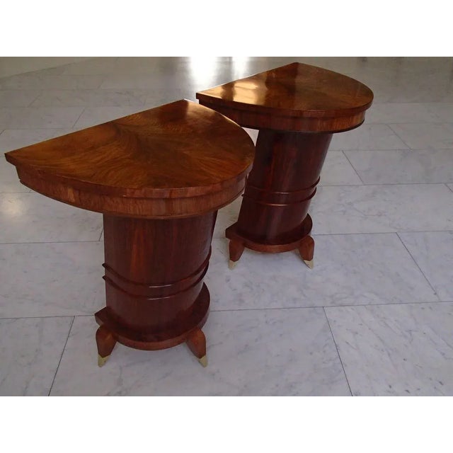Brown Rosewood Wall Console Tables, 1940s, Set of 2 For Sale - Image 8 of 18