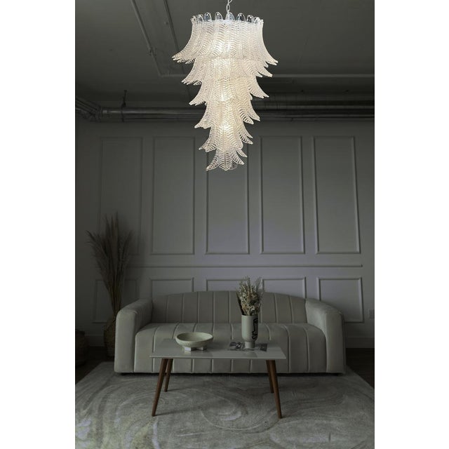 Large Italian Murano Felci Glass Spiral Chandelier with 83 Clear Glasses, 1990s For Sale - Image 12 of 14