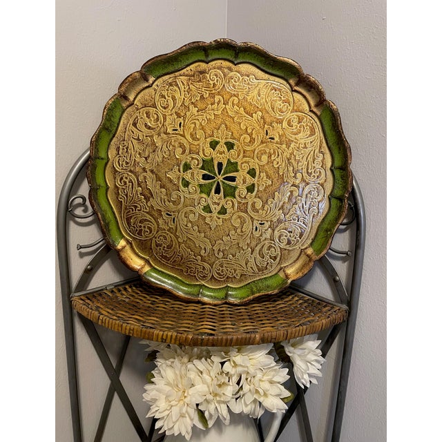 Large Vintage Italian Florentine Gilded Decorative Tray For Sale - Image 15 of 15