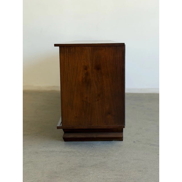 1960s Brutalist Walnut Credenza With Carved Diamond Design For Sale - Image 17 of 18
