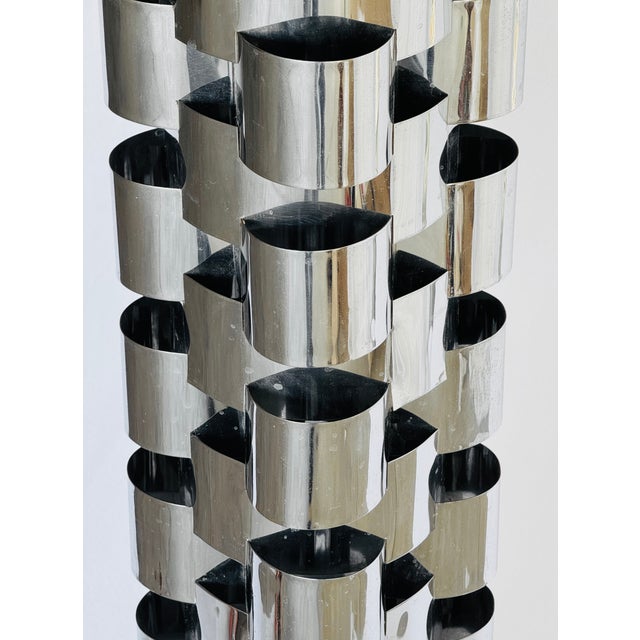 Mid-Century Modern 1970s Mid Century Modern Curtis Jere Polished Steel Floor Lamp For Sale - Image 3 of 13
