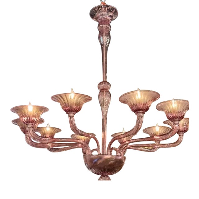Modern Amethyst Murano Glass Chandelier With 10 Arms For Sale