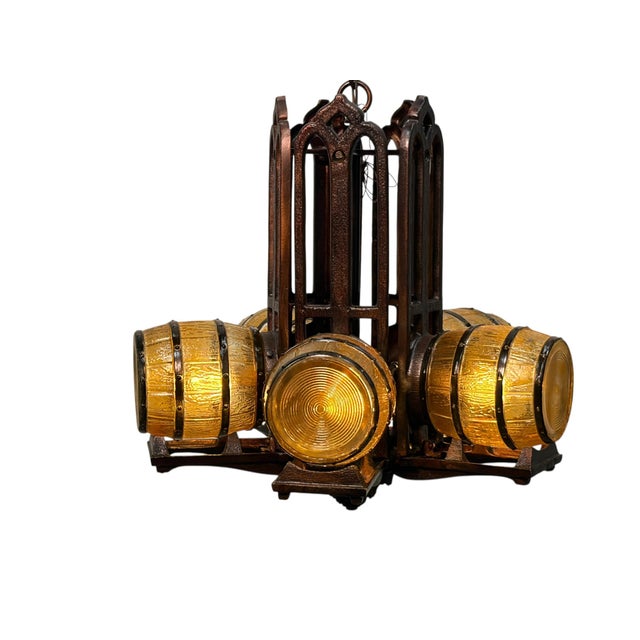 Custom Replication of 1930s Tavern Keg and Barrel Chandelier by Gill Glass for Wine Cellars and Taverns For Sale - Image 16 of 16
