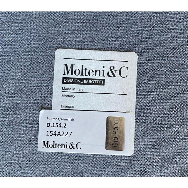 D.154.2 Armchair in Light Blue Suede Fabric by Gio Ponti, 2019 For Sale - Image 12 of 16