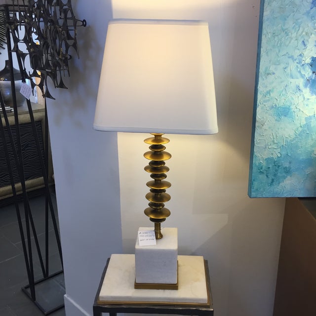 Sculptured Brass & Marble Table Lamp Chairish