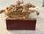 Vintage Chinese warrior on horse with weapons in both hands, gilded wood on base, one leg up on the horse. Beautiful...