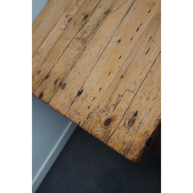 19th Century Antique English Light Pine Farmhouse Dining Table For Sale - Image 12 of 18