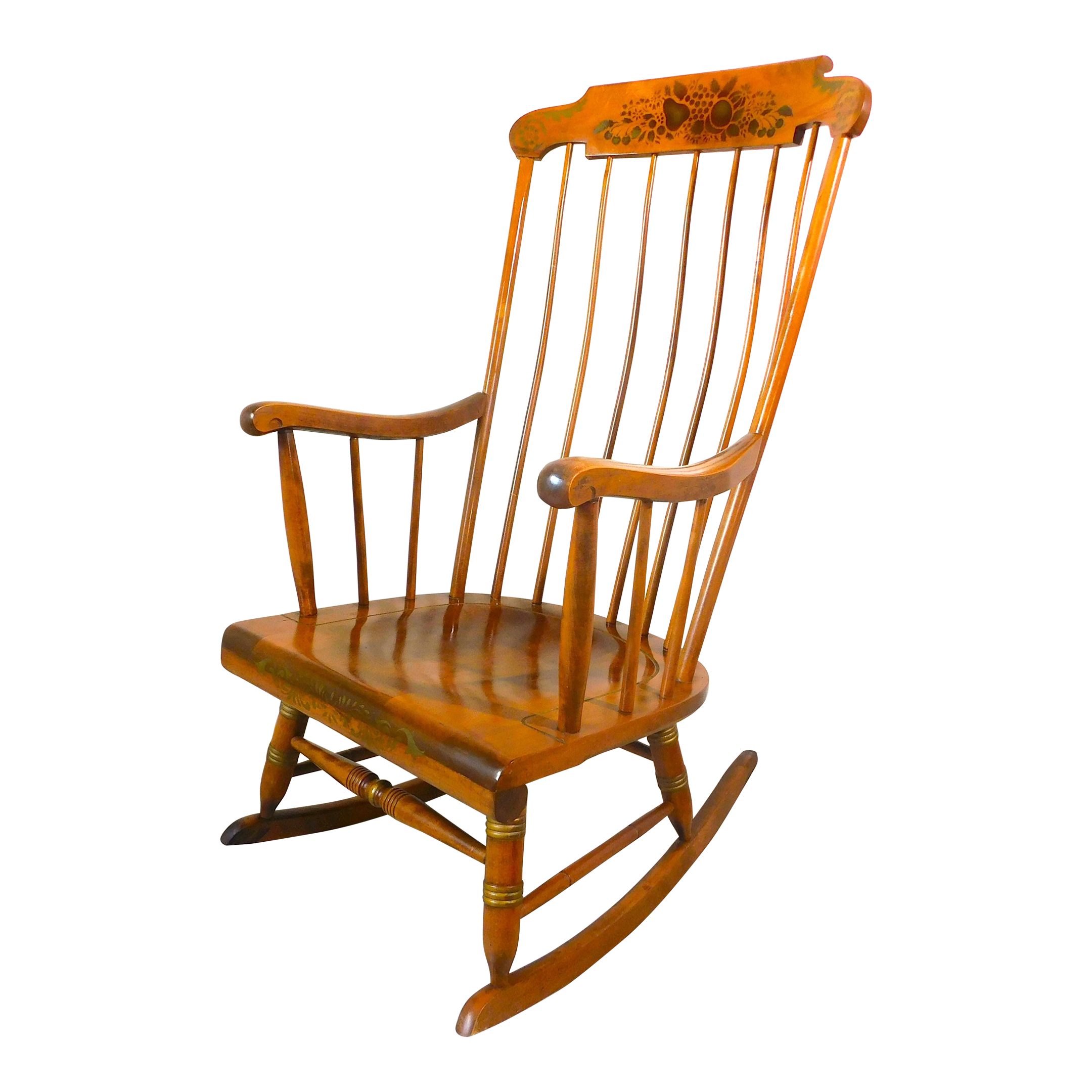 Vintage Nichols & Stone Harvest Stenciled Maple Wood Adult Rocking