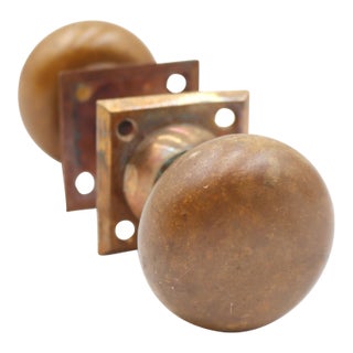 Vintage 2.125 In. Brass Passage Door Knob Set For Sale