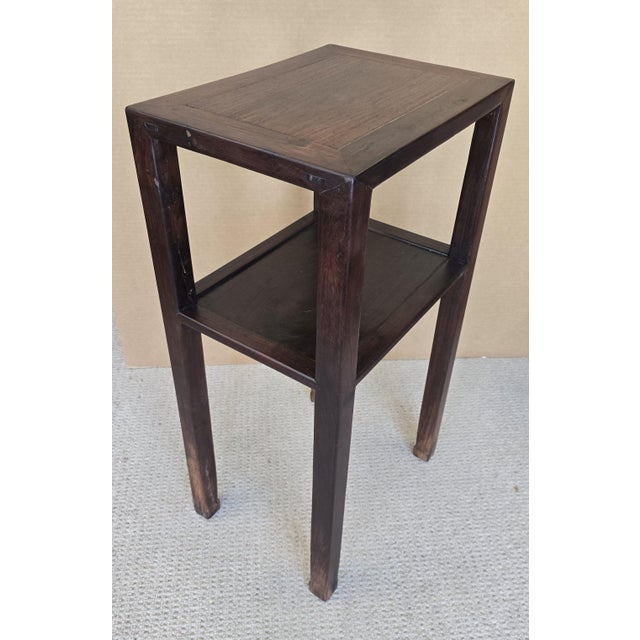 Antique Chinese Hardwood Rosewood Stand With Shelf For Sale - Image 9 of 14