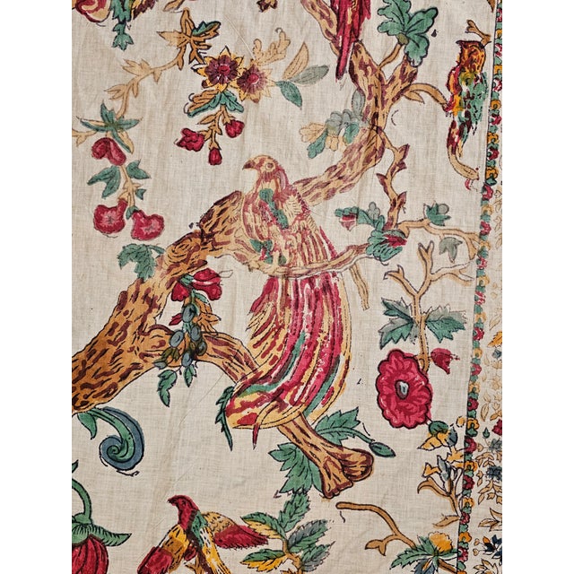 Antique Indian cotton textile panel printed with wooden blocks, dating to the second half of the 19th century. The panel...